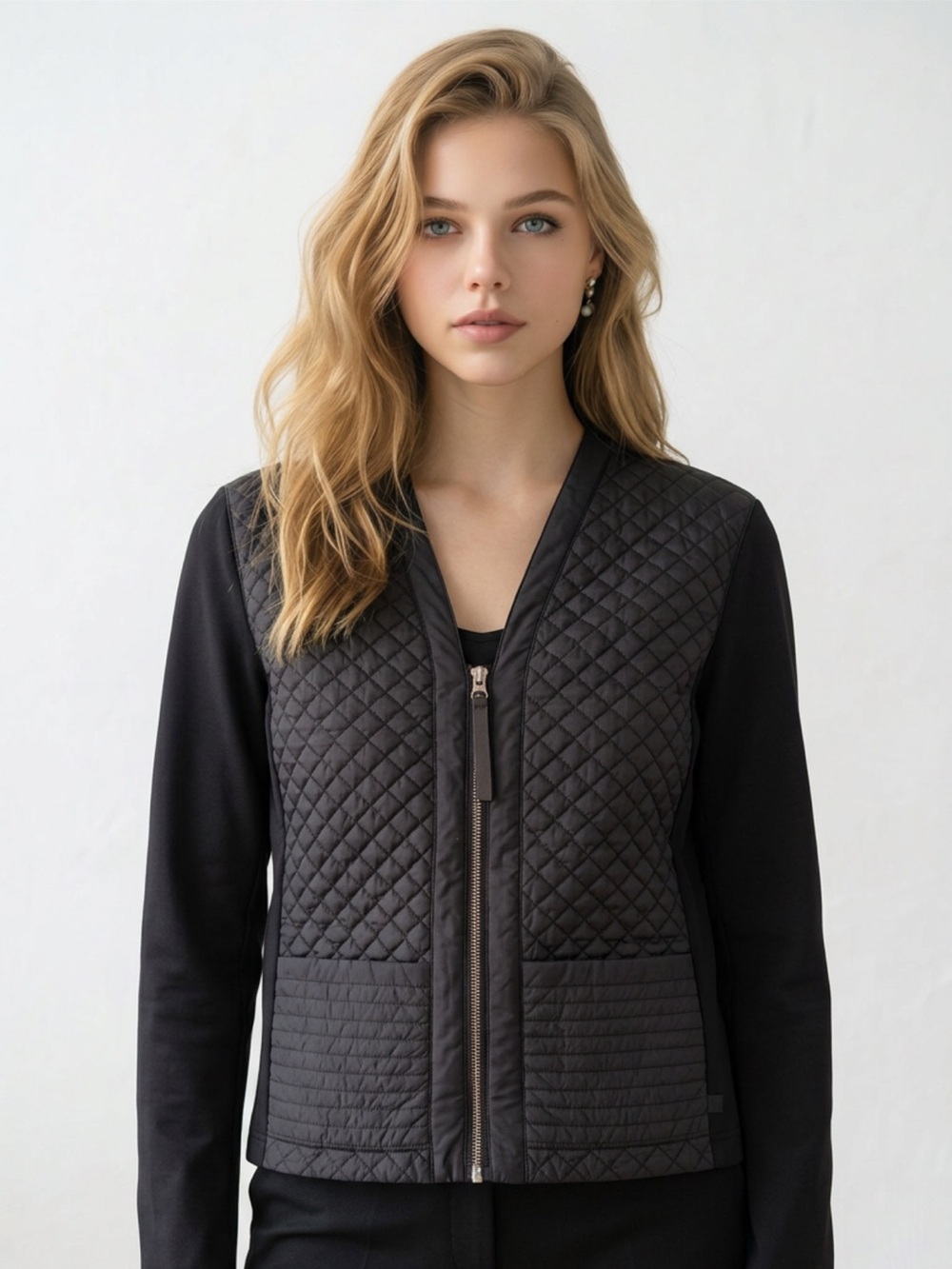 Lululemon Cardigan & Again Black Quilted Zip Jacket